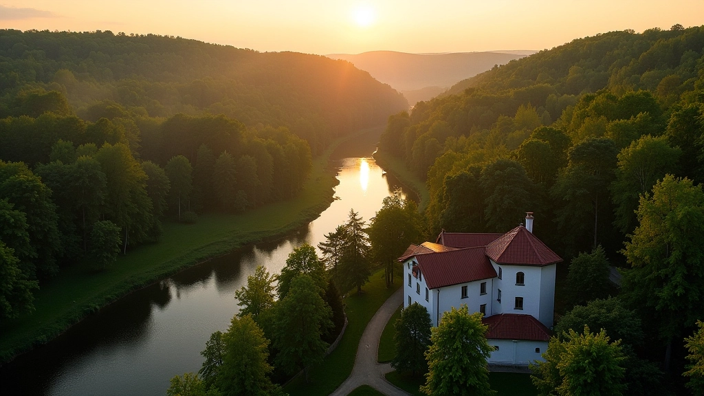 Nemuno kilpų vaizdas nuo aukšto iš thermal parko